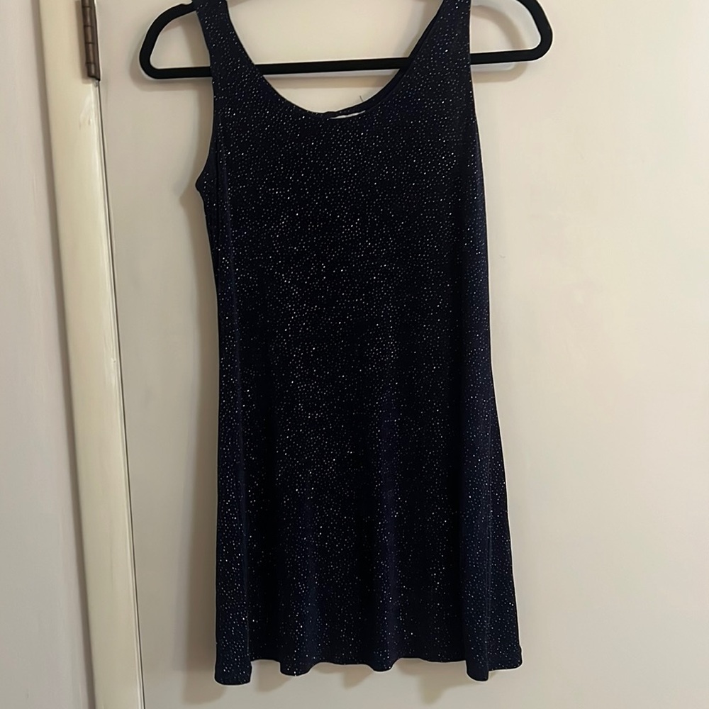 Miss Ashlee navy blue tank tunic with silver sparkles. Petite S